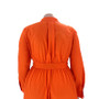 Plus Size Women Solid Turndown Collar Long Sleeve Shirt Dress