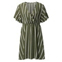 Plus Size Women Striped V-Neck Short Sleeve Loose Bohemian Dress