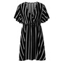 Plus Size Women Striped V-Neck Short Sleeve Loose Bohemian Dress