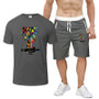 Men's Summer Print Round Neck Short Sleeve T-Shirt and Shorts Two-Piece Set