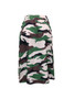 Women Casual Camouflage Print Zip Slit Skirt