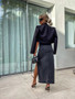 Street Retro Women's High Waist Irregular Slit Denim Skirt