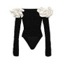 Women's Flower Decoration Hollow Solid Color Sexy One-Piece Swimsuit Skirt Set