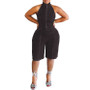 Women Halter Neck Zipper Backless Stretch Jumpsuit