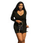 Women Solid Sexy U-Neck Long Sleeve Lace Up Bodycon Dress