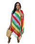 Women knitting Multi-Color Striped Fringe Beach Skirt