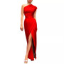 Women 's One Shoulder High Waist Front Slit Chic Dress