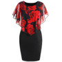 Rose Printed Shawl Women 's Slim Bodycon Plus Size Dress