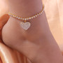 Women Heart fully-jewelled anklet