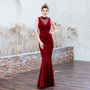 Women Elegant Mesh Sleeveless Formal Party Maxi Mermaid Evening Dress