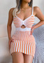 Women Colorblock Stripe Knitting Halter Bodycon Dress