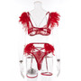 Women Feather Sexy Lingerie Three-Piece Set