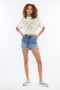 Kancan High Rise Frayed Hem Denim Shorts