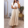 Women Round Neck Sleeveless Pleated Dress