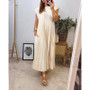 Women Round Neck Sleeveless Pleated Dress