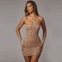 Women sexy Beaded mesh Bodycon Dress