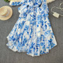 Women French Elegant Chic Tie Bow chiffon Holidays Dress