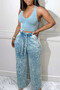 Women Solid Vest and Casual Pocket Pants Two-piece Set