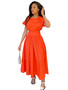 Women Lantern Sleeve Top and Skirt Two-piece Set