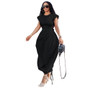 Summer Women Round Neck Solid Dress