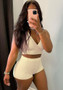 Women Summer Fashion Solid Ribbed Bubble Jacquard Vest And Shorts Two-piece Set