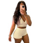 Women Summer Fashion Solid Ribbed Bubble Jacquard Vest And Shorts Two-piece Set