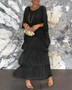 Women chiffon mesh Bat Sleeves Round Neck Long Dress