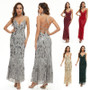 Women Sequin Dress Chic Suspender V Neck Backless Formal Party Maxi Evening Dress