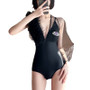 Women Sexy V Neck See-Through Style One-piece Swimwear