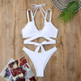 Women Solid Lace Up Bikini Swimwear Two Pieces