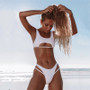 Women Solid Bikini Cutout Swimwear Two Pieces