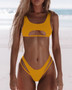 Women Solid Bikini Cutout Swimwear Two Pieces