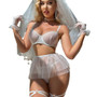 Women Lace wedding dress meshSexy Lingerie two-piece suit with gloves and no veil