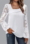 Women's Spring And Autumn Fashionable Elegant Lace Patchwork Knitting Shirt Top