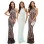 Floral Sequins Formal Party Evening Dress Long Luxurious And Sexy Halter Neck Fishtail Dress