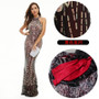 Floral Sequins Formal Party Evening Dress Long Luxurious And Sexy Halter Neck Fishtail Dress