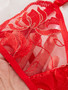 Sexy Four-Piece Spring Flower Embroidered Bow Sexy See-Through Underwear Garter Set