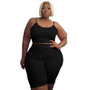 Plus Size Women Casual Sport U-Shape Sleeveless Top and Short Two-Piece Set