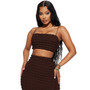 Women Sexy Strapless Crop Top and Long Skirt Two-Piece Set