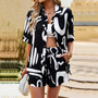 Fashion Printed Set Women Summer Loose Casual Shirt + Shorts Two-Piece Set