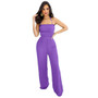 Lace-Up Trendy Wrapped Bust Sexy Low Back Elastic Waist Loose Straight Jumpsuit