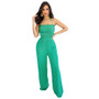 Lace-Up Trendy Wrapped Bust Sexy Low Back Elastic Waist Loose Straight Jumpsuit