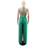 Lace-Up Trendy Wrapped Bust Sexy Low Back Elastic Waist Loose Straight Jumpsuit