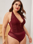 Plus Size Lace Mesh See Through Teddy Lingerie