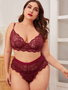 Plus Size Lace Brief Bra + Panty Lingerie Set