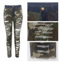 Sexy Style Ripped High Waisted Tight Fitting Raw Hem Camouflage Tight Pants