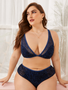 Plus Size Print Brief Bra + Panty Lingerie Set