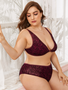 Plus Size Print Brief Bra + Panty Lingerie Set