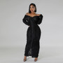 Spring Summer Women Fashion Sexy See-Through Off Shoulder Shirt Button Long Dress