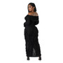 Spring Summer Women Fashion Sexy See-Through Off Shoulder Shirt Button Long Dress